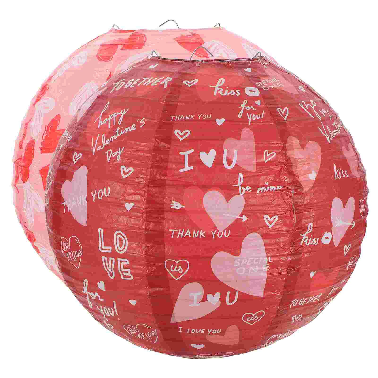 

2 Pcs Valentine's Day Paper Lanterns Party Hanging Heart for Decorative Wedding