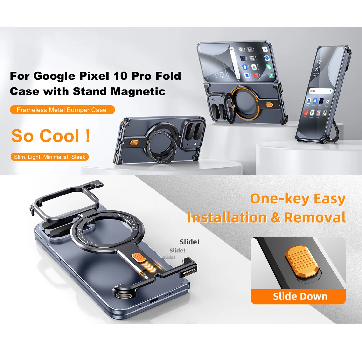 Eary Aluminum Metal Phone Cover with 360° Rotation Stand and Drop Protection