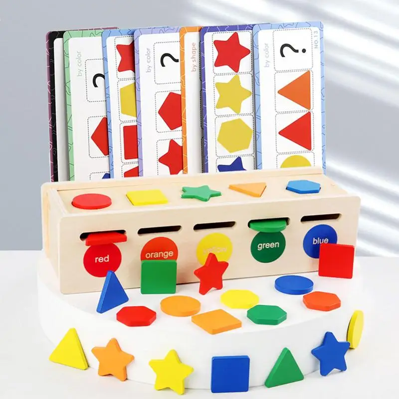 

Kids Montessori Toys Geometry Sensory Aids Wooden Color Recognition Shape Sorter Set Education Material Toys For Children