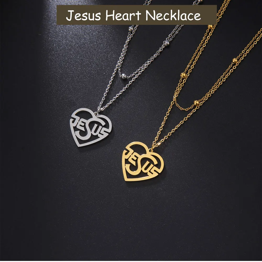 Cazador Christian Jesus Herz-Halskette für Frauen, Edelstahl-Anhänger, Halskette, Schmuck, Geschenk, 2026, Geburtstag, Jahrestag, Geschenk – Detail 3