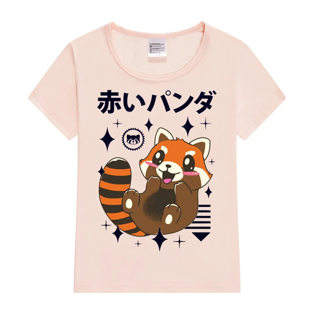 Kawaii Red Panda Kids T-Shirt Summer Printed Short Sleeve O-Neck Fashion Children T-Shirt For Boys Tee Shirt Girls Tops Clothes 3