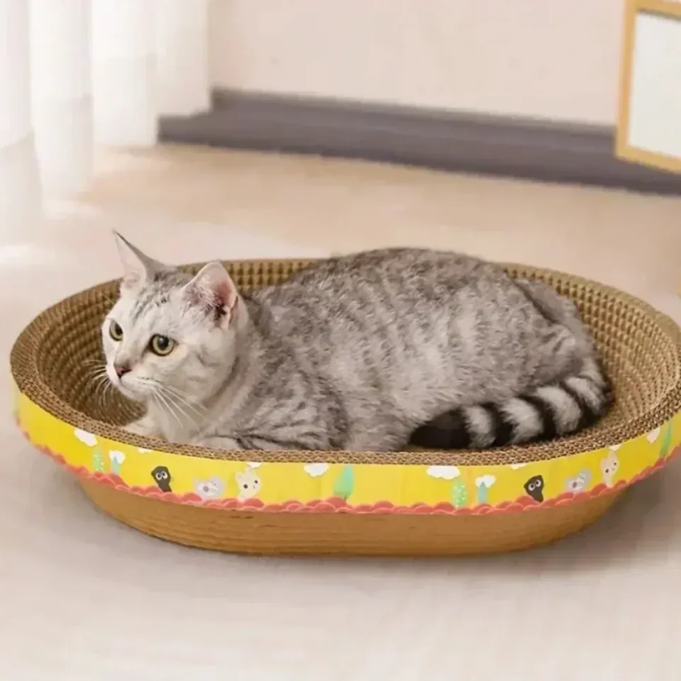 2025-CatS TreeOval Scratching Board Claw Grinding-Scraper forCats Toys Toy Pets Wear-resistant Accessories -Corrugated Box Tower
