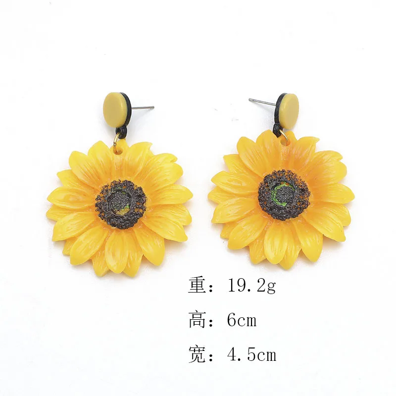 Sunflower Earrings For Women – Handmade Resin Dangle Earrings, Boho Gift Idea - View #2