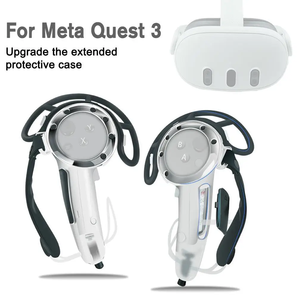 

Upgraded Extended For Quest 3 Accessories Strap Controller Grip with Battery Open Protector and Bumper Shelf for Meta Quest 3