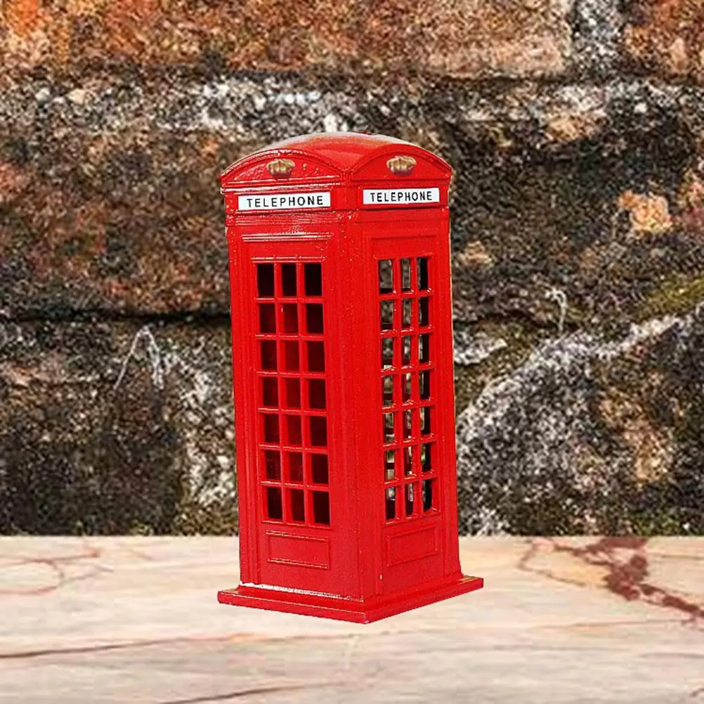 13cm Decoration London Telephone Booth Money Box Mailbox Ornament Piggy Bank Metal Crafts Decoration 3