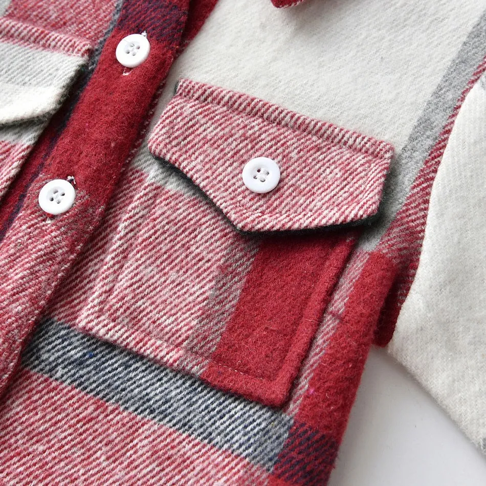 0-12 Years Boys Girls Tees Baby Plaid Pocket Tops Children Spring Autumn Clothes Kids Comfort Korean Jacket Casual Cotton Shirts