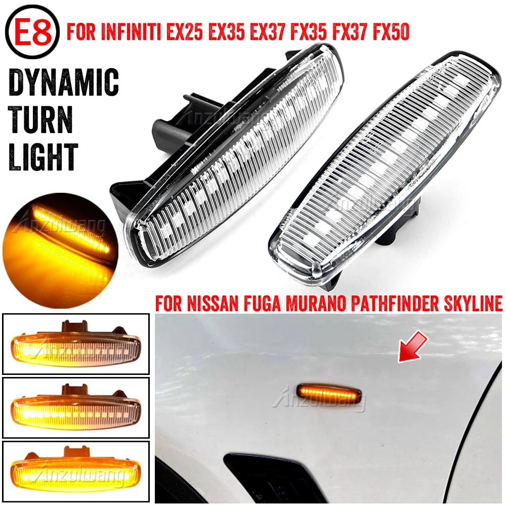 Dynamic Turn Signal LED Side Marker Light For Infiniti EX25 EX35 EX37