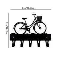 1pc Girls Bicycle with Basket Key Rack Hanger Wall Mounted Hook Up Artwork Shape, Iron Crafts, Wall Hanging, Wall Sticker 2