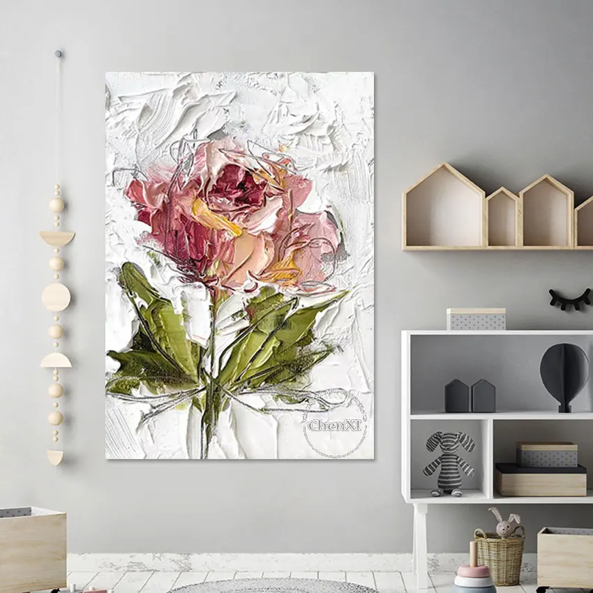 Large Rose Flower Knife Oil Painting Panel Set, Handmade Texture Acrylic Paintings Art, Unframed Luxury Artwork, Room Wall Decor Large Rose Flower Knife Oil Painting Panel Set, Handmade Texture Acrylic Paintings Art, Unframed Luxury Artwork, Room Wall Decor