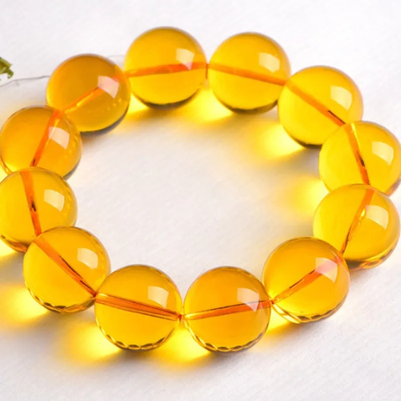 

Baltic Sea Pure Water Gold Pearl Round Bead Single Loop Handstring Amber Honey Wax Men's and Women's Buddha Bead Bracelet