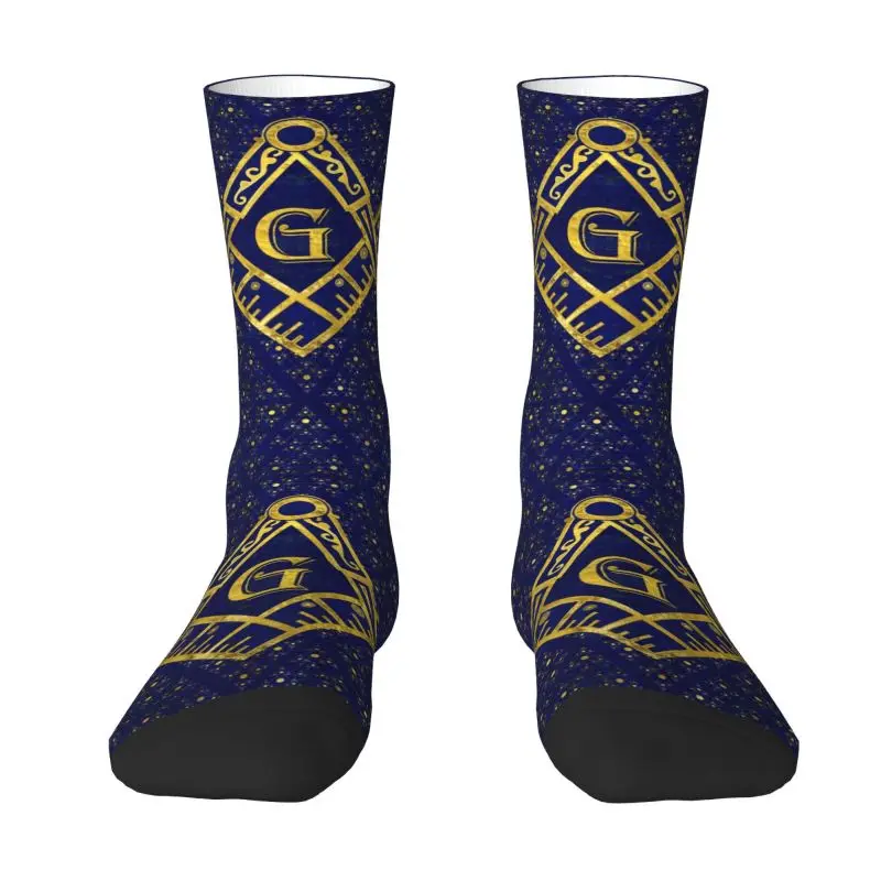 

Freemasonry Symbol Square And Compasses Men Women Crew Socks Unisex Cute 3D Print Masonic Freemason Dress Socks