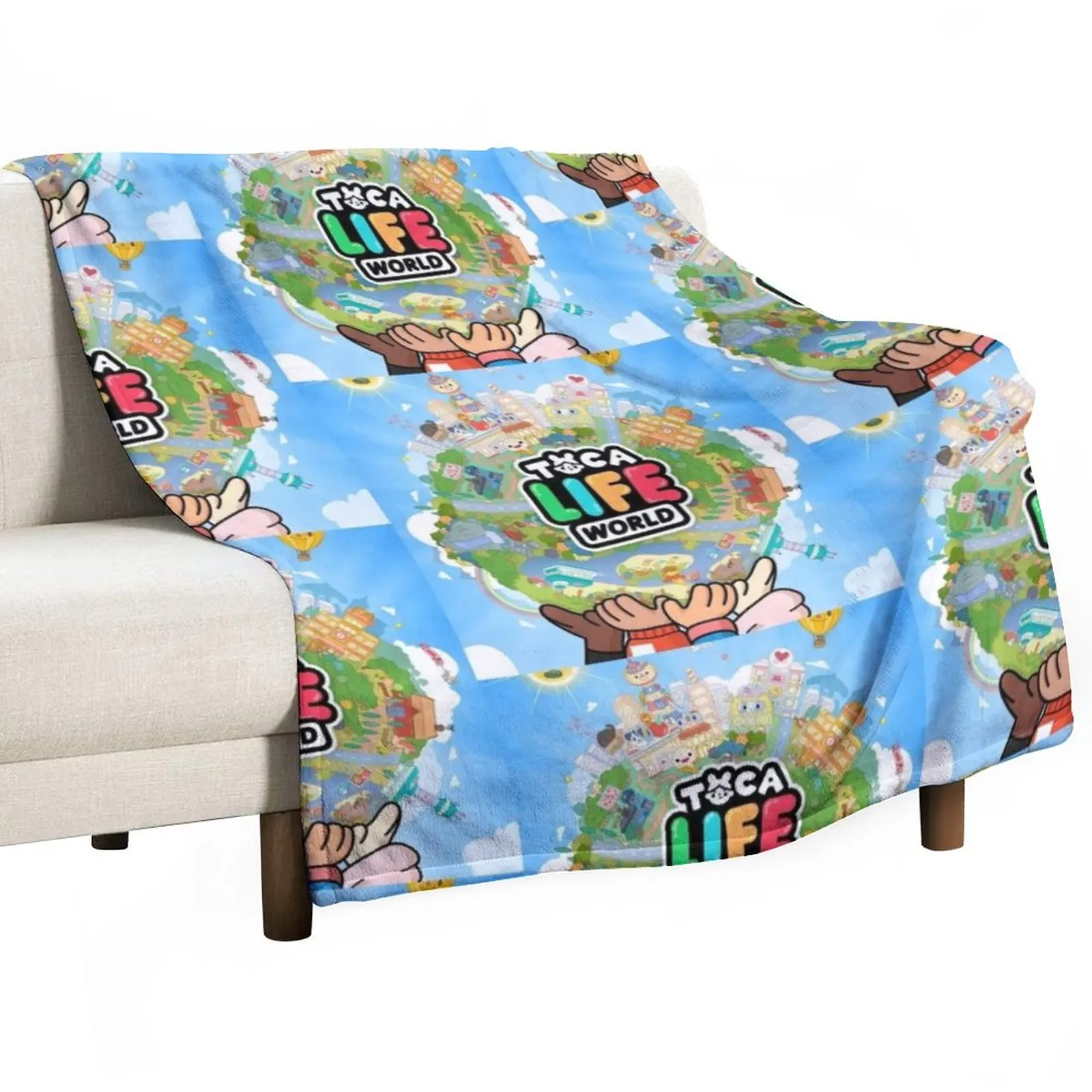

Toca boca life kids happy Throw Blanket Decorative Sofa Blanket Fluffy Blankets Large Tourist Blanket