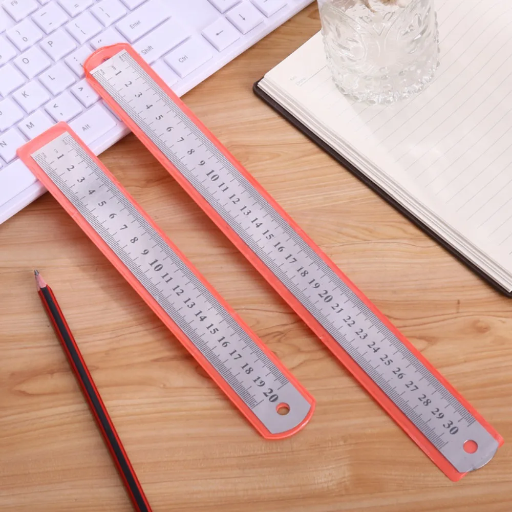 편지지 학교 사무 용품에 대 한 2pcs 15/20/30cm 스테인레스 스틸 눈금자 직선 눈금자 도매 측정