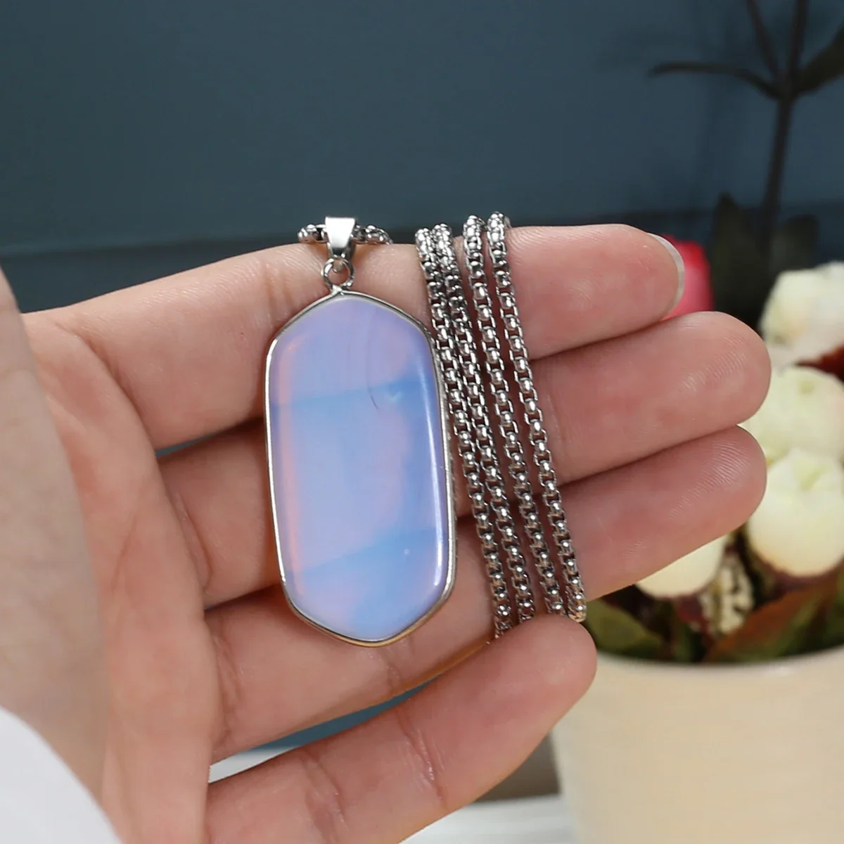 5PCS Wholesale Natural Stone Crystal Agate Turquoise Charm Pendant Necklace Neutral Minimalist Style Jewelry Accessories Gift