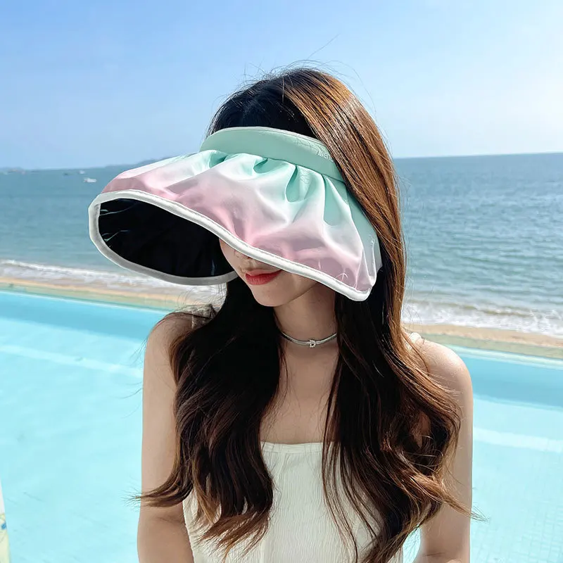 Women's New Black Glue Sunscreen Cap Adult Large Top Shell Glacier Cap Breathable UV Protection Sunshade Hat