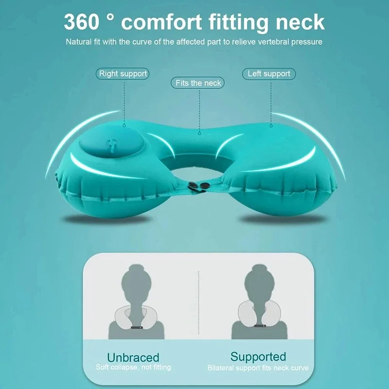 New in Inflatable Pillow Travel Portable Neck Protection Pillow Press Inflatable U-shaped Pillow Travel Storage Neck Pillow