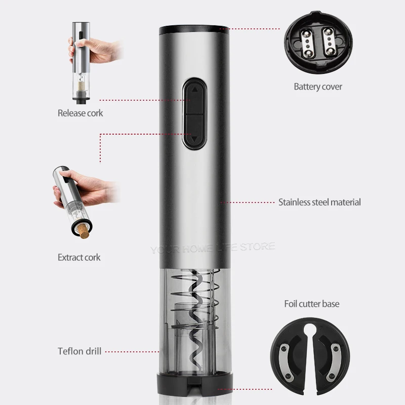 Automatic Stainless Steel Electric Wine Opener with Foil Cutter