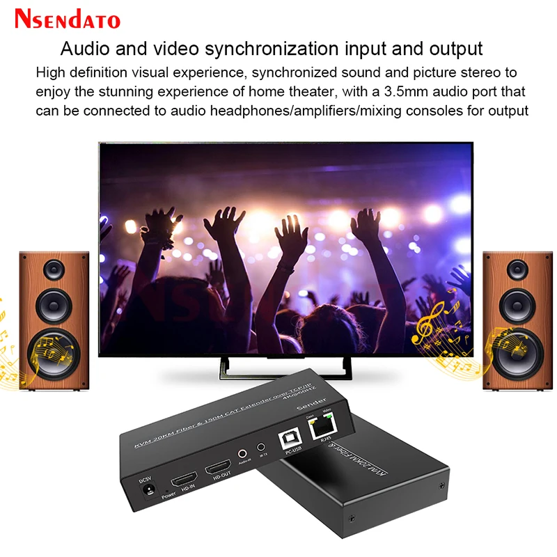 HDMI KVM Fiber Optical Extender 20Km Over Cat5e/6 TCP/IP SC With Loop Out 4K 60hz Extender HDMI Fiber Optical Transceiver For TV