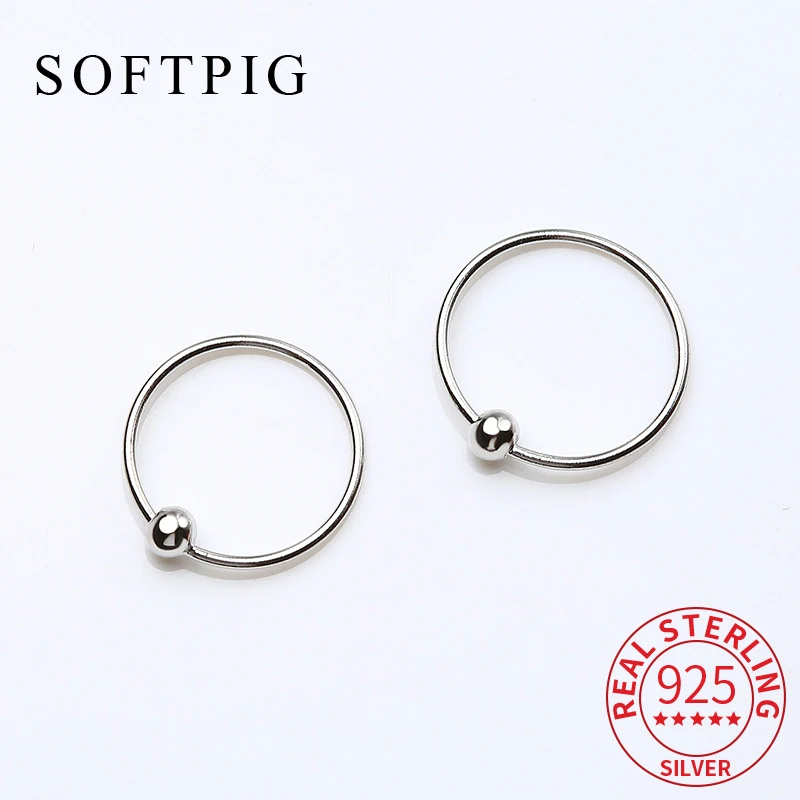Silver Hoop Earrings Silver Earrings Hoop Earrings Womens Earrings Minimalist Geometric Round Bead Hoop Earrings Three Sizes For Women Birthday 925 Sterling Silver Jewelry