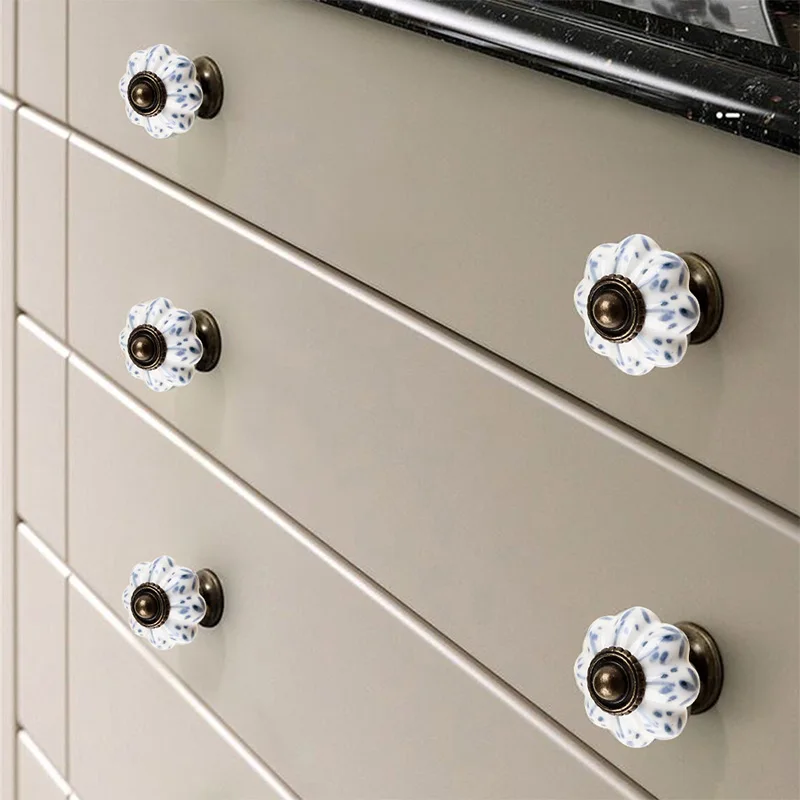 Vintage Ceramic Pumpkin Cabinet Knob Drawer Furniture Handles Dresser Door Pulls Wardrobe Closet Cupboard Hardware Accessories