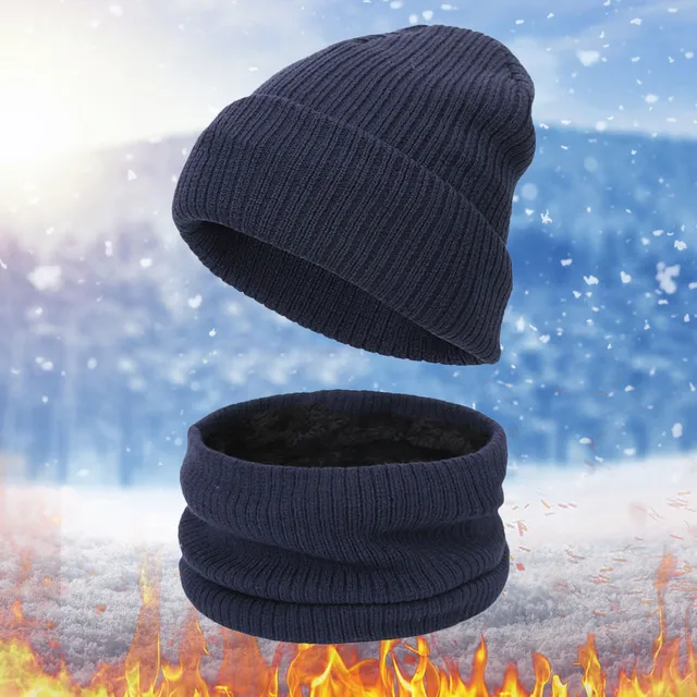 Meditatief Pak om te zetten gebrek Halswarmer Gebreide Muts Sjaal Set Bont Wollen Voering Ring Sjaal Dikke  Warme Gebreide Mutsen Winter Hoed Mannen Vrouwen Cap skullies Bonnet| | -  AliExpress