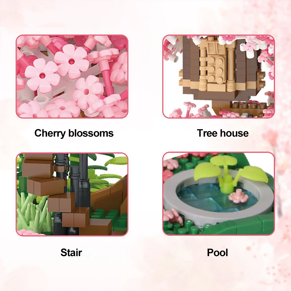 Mini Sakura Tree House Blocks Japanese Street View Cherry Blossom Model Building 5 S622091375d7a4ea49f5378b3bb0d1c70W