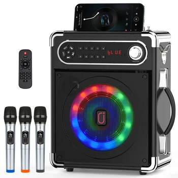 JYX Portable Speaker, Stereo Sound New Party Speaker with Microphone and Colorful Lights, Bluetooth Speaker for Home Outdoor 1