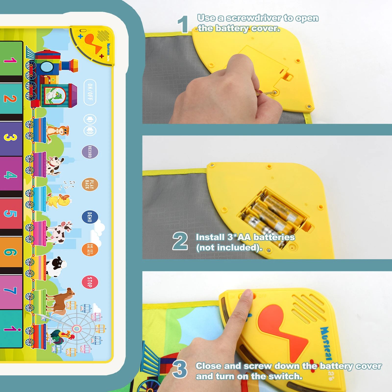 100x38cm Kid Animal Music Piano Mat Toddlers Floor Keyboard Dance Mat 13 Key Kid Musical Toys Educational Toys for Kid Gifts 6