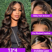 1B/30 Body Wave Highlight Wig Human Hair 30 Inch 13x4 HD Lace Frontal Wig 180 Density Natural Brazilian Hair Wig For Black Women 2