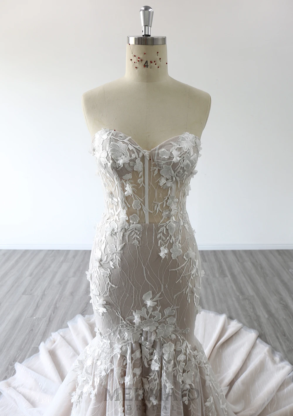 chinese dress ladies Trumpet Mermaid Long Sleeve Lace Ruffles Wedding Dress