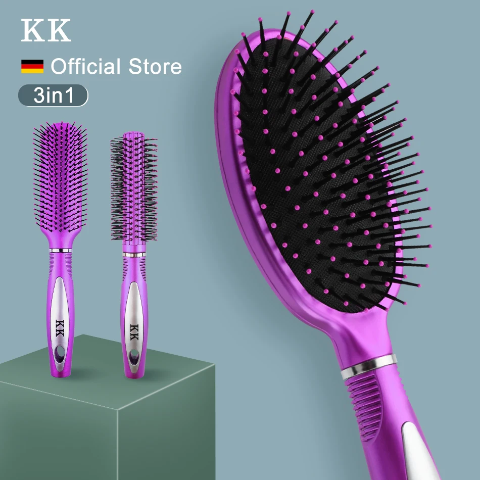 kk-女性用の3-in-1ヘアブラシセット髪のリングと頭皮のマッサージ乾いた髪と巻き毛のためのブラシのセット
