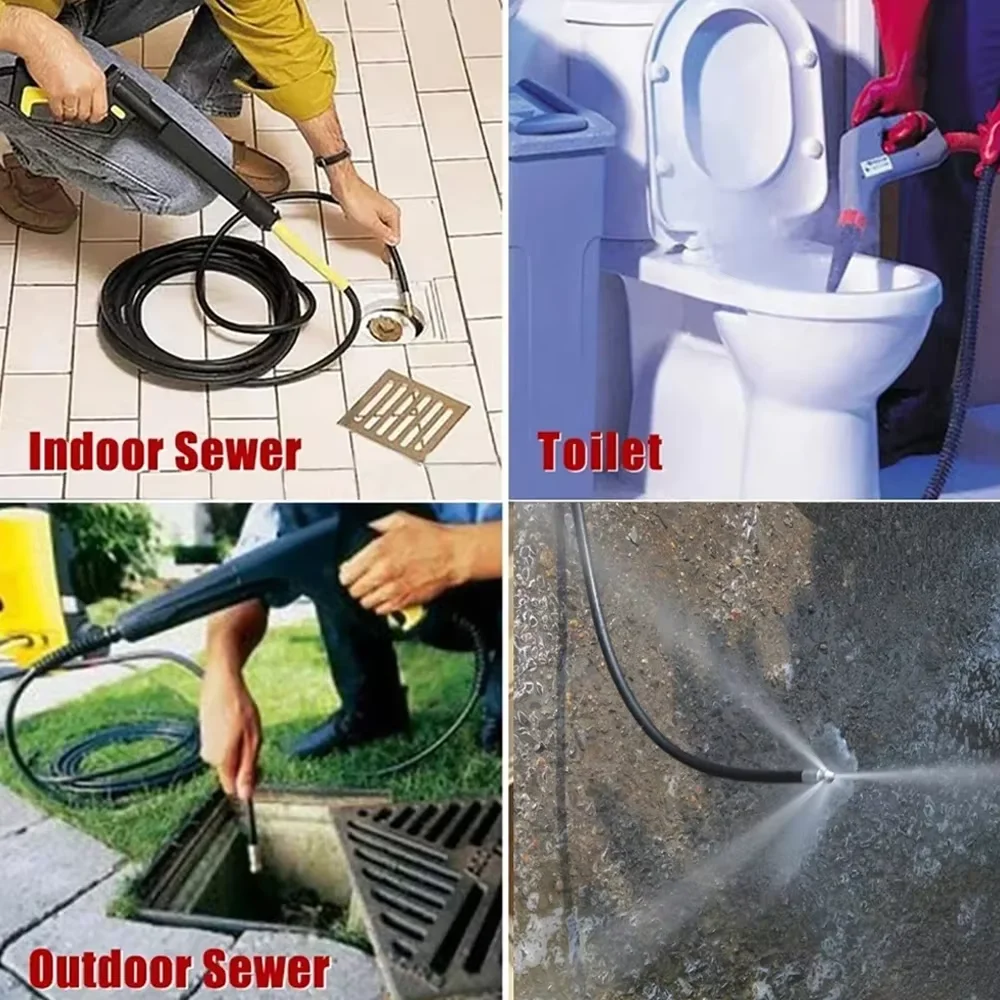 Universal 1/4" High Pressure Nozzle for Drain Unclogging Strong Water Pressure Ideal for Kitchen & Toilet Pipes