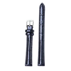 Elegant Genuine Leather Watch Strap - Women's Accessory in Vibrant Colors - 16mm (Black silver)