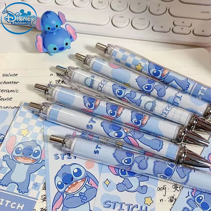 Gel Pens Disney 10-20 Pcs Gel Pen Cartoonstitch 0.5 Lack Ink Signature Pen Office School