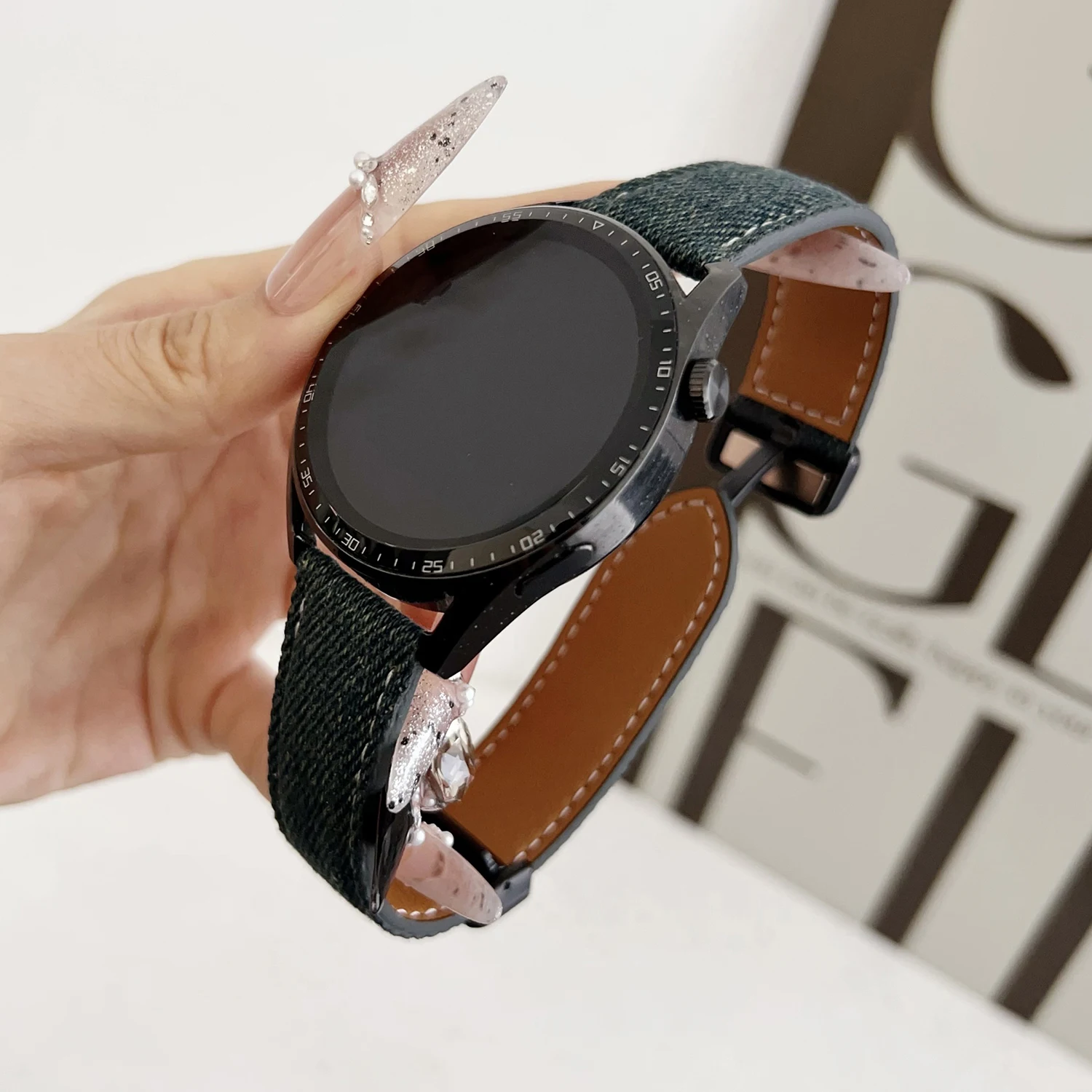 18 20 22 mm Universal-Denim-Magnetarmband für Samsung Galaxy Watch 3 4 5 6 7 40 mm Frühlings-/Sommerarmband für Huawei GT3 Pro 43 mm – Detail 13