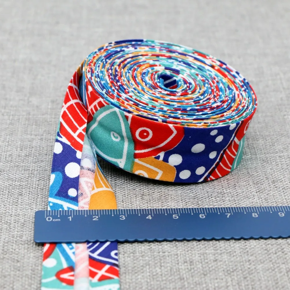 25mm/1 너비의 100% 면 인쇄 바이어스 테이프, DIY 봉제 가장자리 재료용 면 능직 바이어스 바인딩 테이프에 인쇄된 꽃