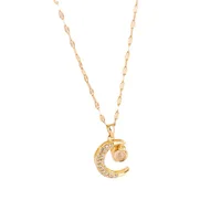 DIEYURO 316L acier inoxydable lune Projection pendentif collier pour femmes de luxe strass clavicule chaîne filles bijoux cadeau 4