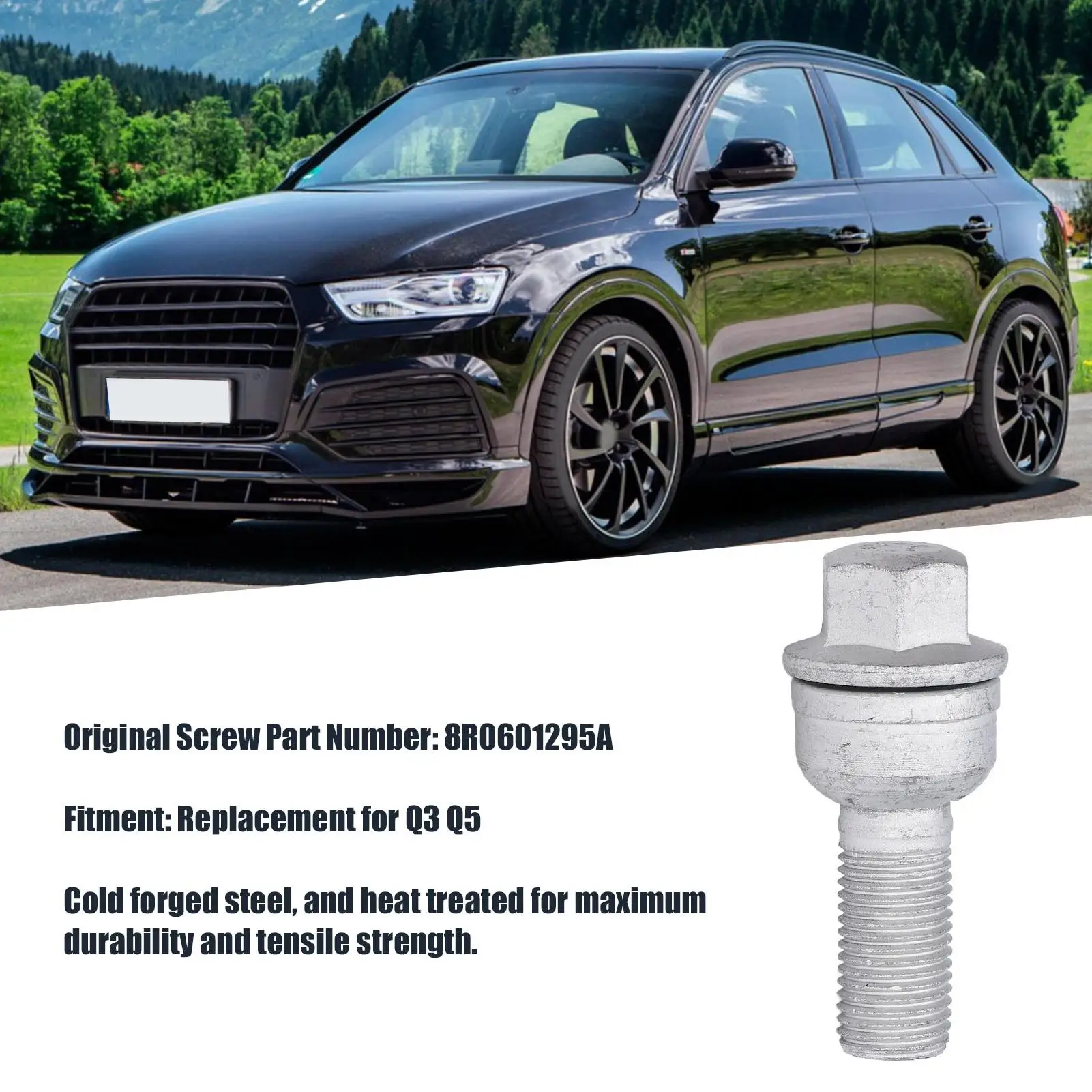 Wheel Locks Nut Wheel Lug Stud 8R0601295A Cold Forged Steel 16mm Hex M14x1.5 Thread Heat Treated Replacement for q3 Q5 car