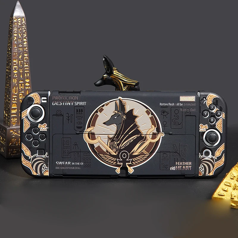 Black Egypt Anubis Protective Case for Nintendo Switch Oled Hard PC Cover Shell Set For Nintendo Switch Console Game Accessories