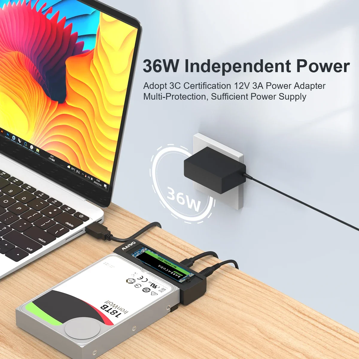 Maiwo-nvme Sata Dual Protocol Enclosure Docking Station 10gbps Tipo-c Dual-bay M.2 Ssd Case 2.5 in 3.5 in com Office Clone - Imagem 4