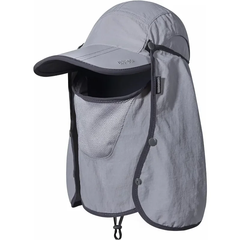GADIEMKENSD UPF 50+ Visor Hat Foldable Detachable Sun Protection Breathable Mosquito Veil Camping Fishing Hiking Duck Tongue M50