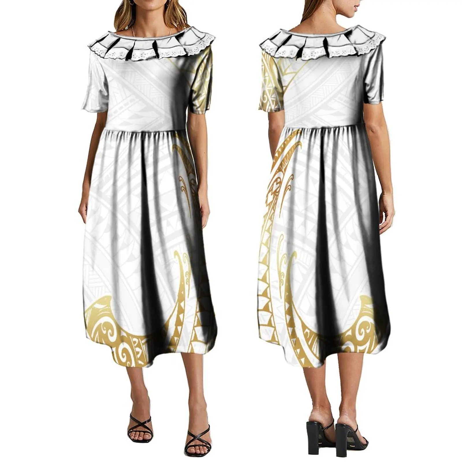 

Летнее женское платье с оборками по краям, элегантное платье, высококачественное банкетное полинезийское длинное платье 2024