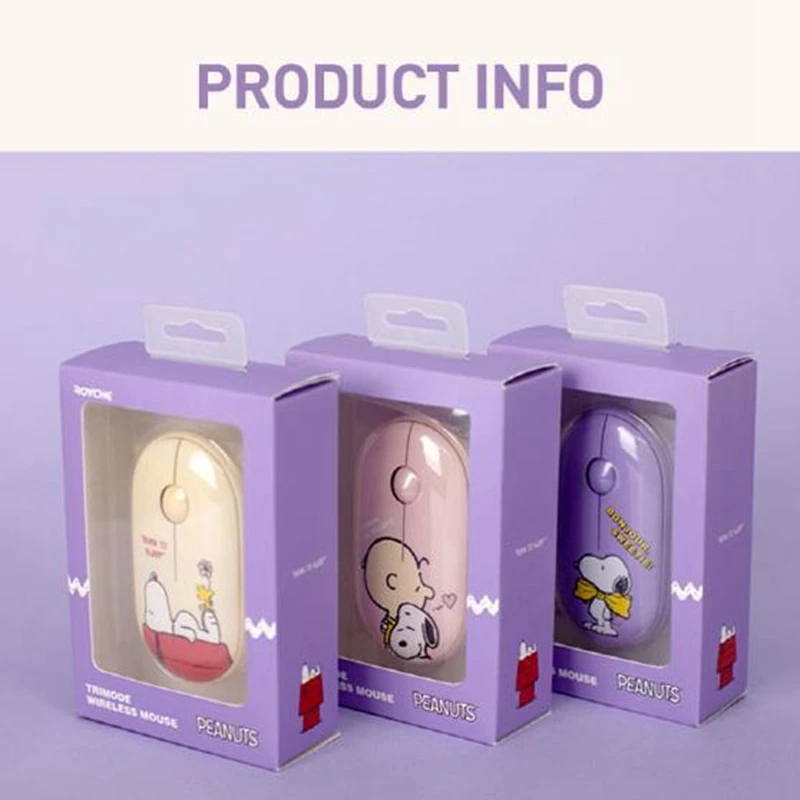 Coreano Genuíno dos Desenhos Animados Snoopy Mouse sem Fio Bluetooth Laptop Desktop Computador Jogo Escritório Silencioso Ins - Imagem 4