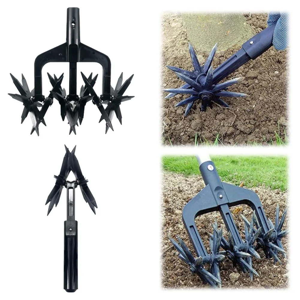 2 in 1 Garden Aerator Ventilated Scarifier Gardening Rotary Tiller Rotary Cultivator Tool Garden Lawn Ripper for Lawn