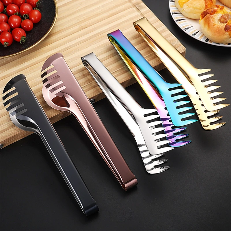 Food Tongs Kitchen Food Tongs Stainless Steel Color Comb Type Meal Clip Non Stick Cookware Salad Beef et Clamp Home Accessories
