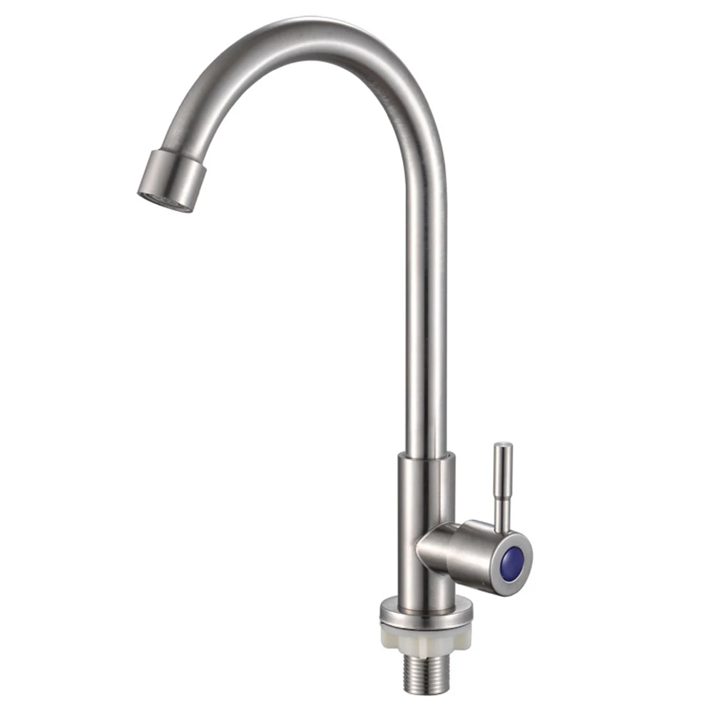 

Kitchen Faucet Stainless Steel Water Tap Single -=Cold -=Free Rotation Deck Mounted Single Lever Bathroom Kitchen Sink Faucet