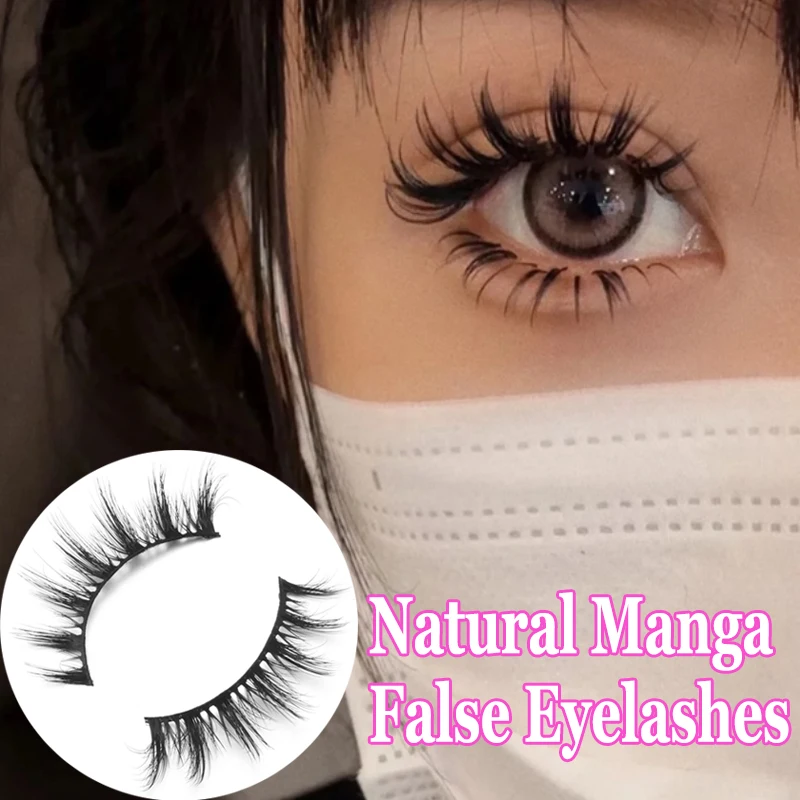 

7/10 Pairs 3D Full Strip Faux Mink Lashes Natural False Eyelash Fluffy Soft Wispy Volume Cross Manga Eyelashes Extension Makeup