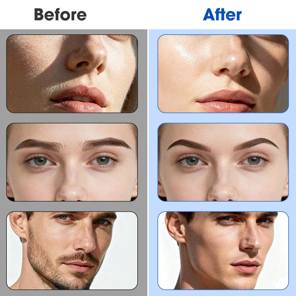 3 In 1 Facial Hair Remover Beard And Eyebrow Trimmer Sonic Dermaplaning Razor Shaver For Women Face Hair & Fuzz Removal Tool