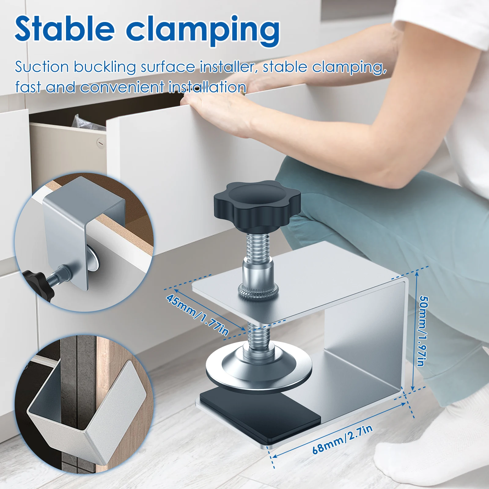 Woodworking Clamps 2Pcs Cabinet Installation Clamp Zinc Drawer Fixing Clip Adjustable Cabinet Hardware Jig Portable Front Drawer