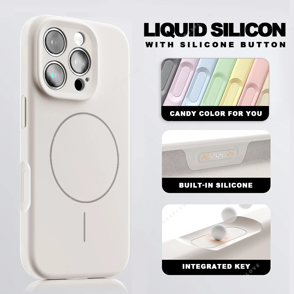 Magnetic Silicone Phone Case with Wrist Strap and Lanyard